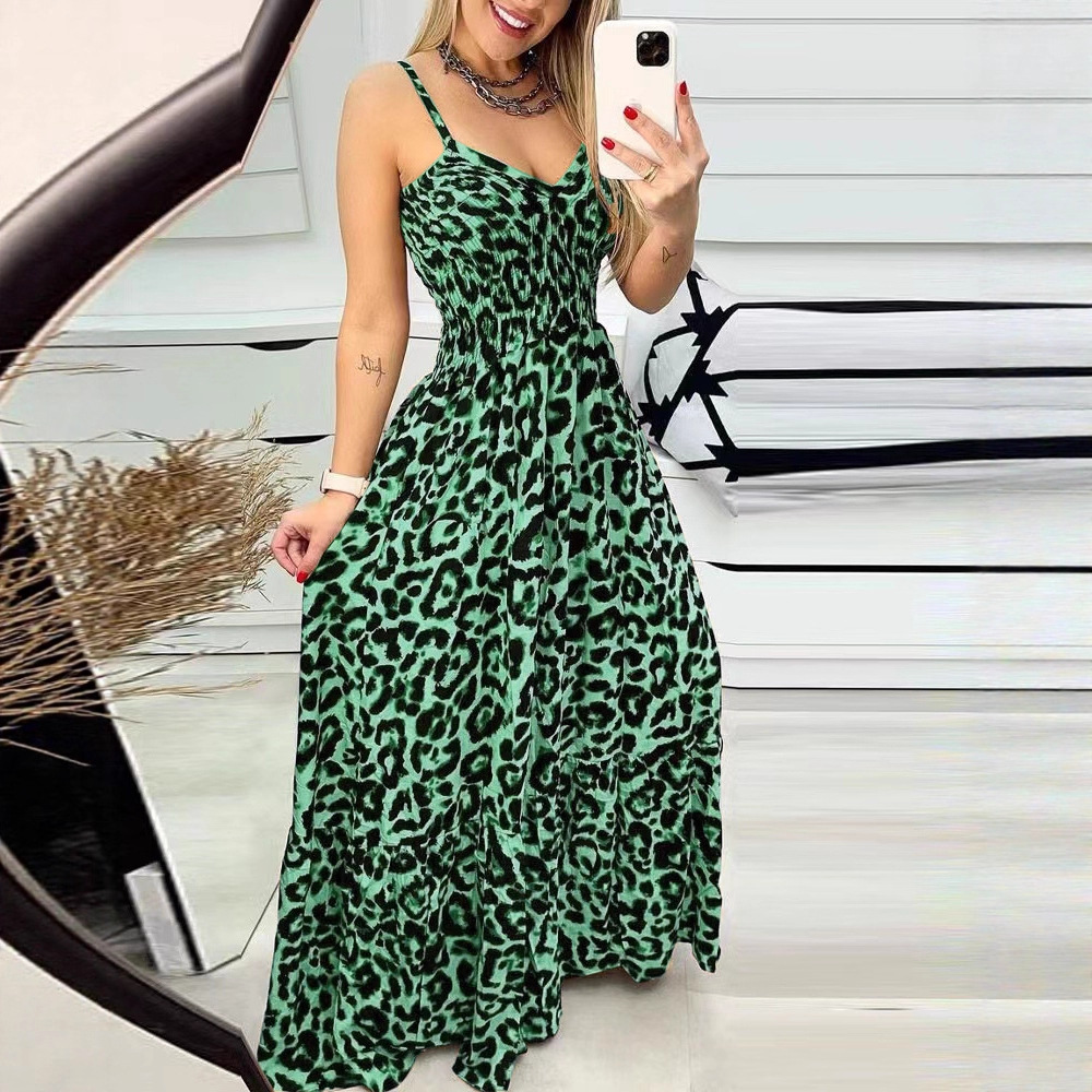 Leopard V-Neck Sling Dress, picture 4 of 10