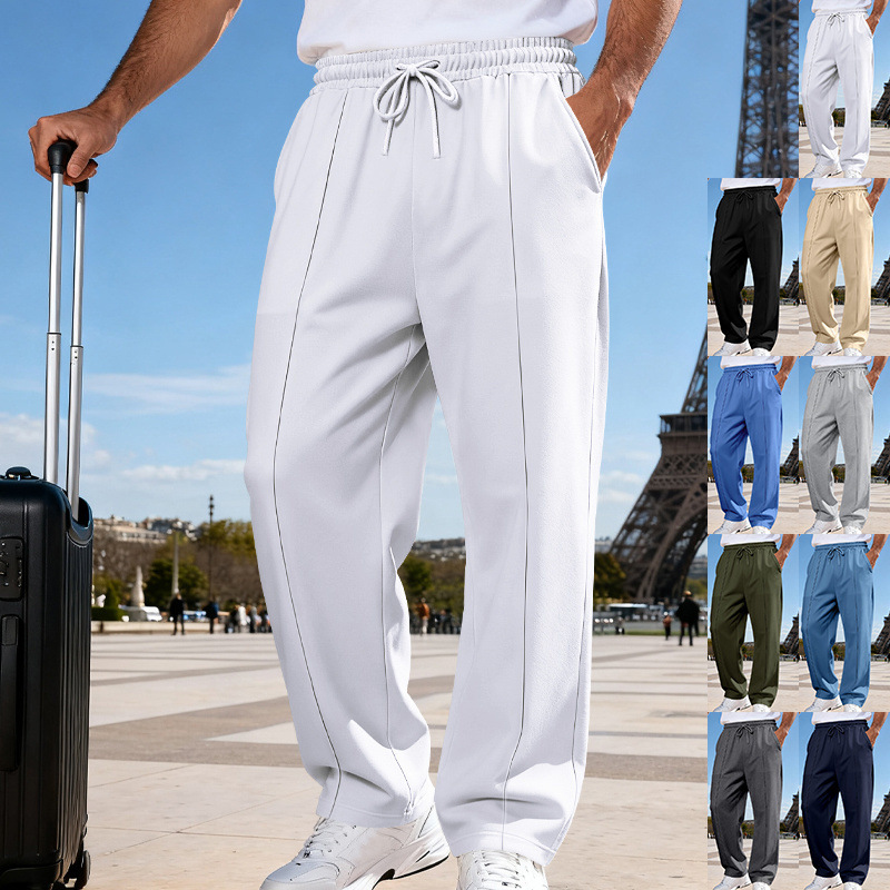 Men's Knit Casual Straight-Leg Pants, Plus Size, Loose Fit, Business Joggers For All Seasons
