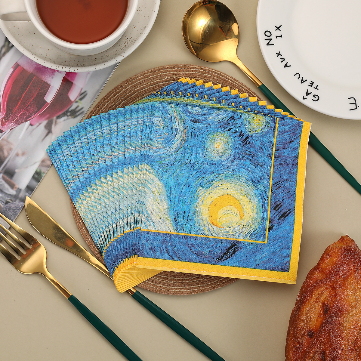 Printed Napkins Van Gogh Star Star Color Square Paper Creative Decoration Cross-border Disposable Tissue Wholesale 3