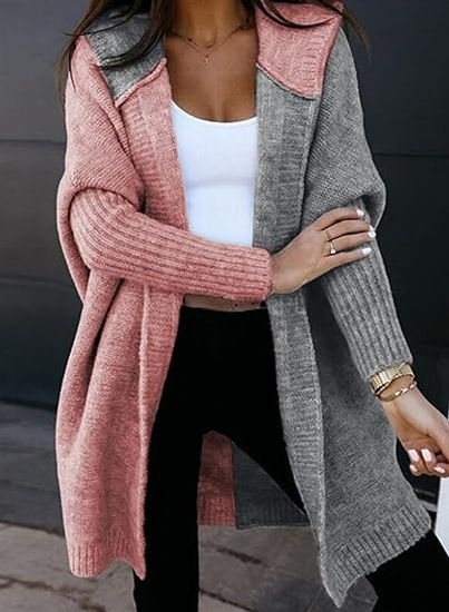 Autumn and Winter Pure Color Casual Sweater Cardigan Hooded
