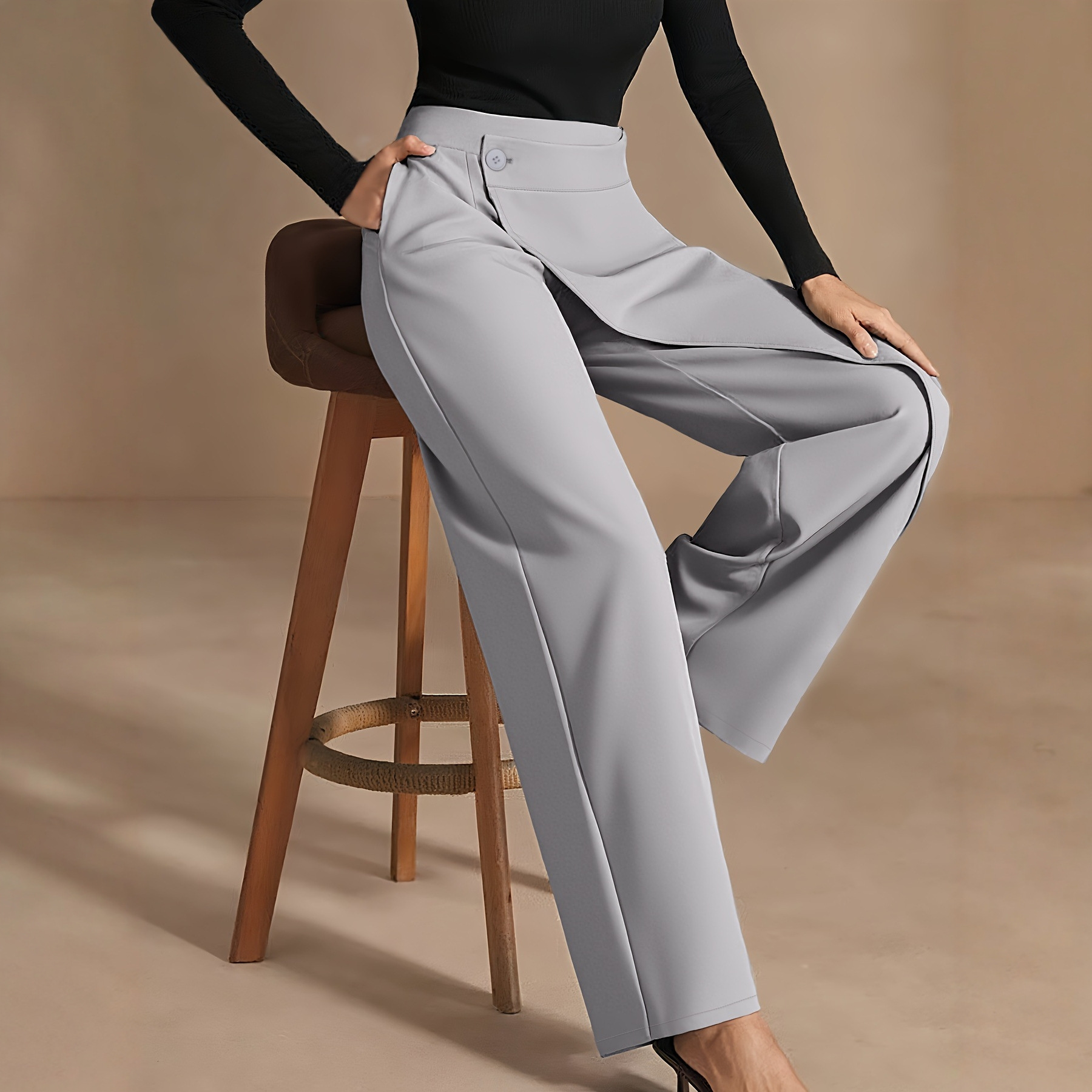 Amazon Cross-Border Fashion Irregular Patchwork Suit Pants Spring And Autumn Design Casual Slimming Straight Wide-Leg Pants