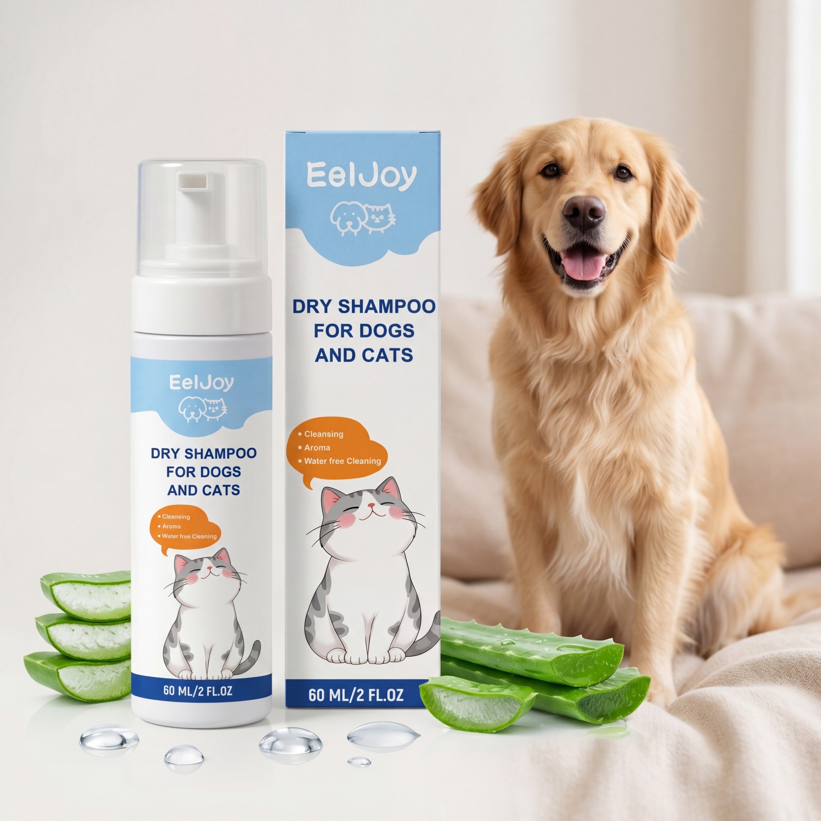 Eeljoy No-Rinse Shampoo For Dogs And Cats, Clean And Refreshing, Easy To Wipe Off, Convenient For Daily Cleaning, Practical Pet Supplies