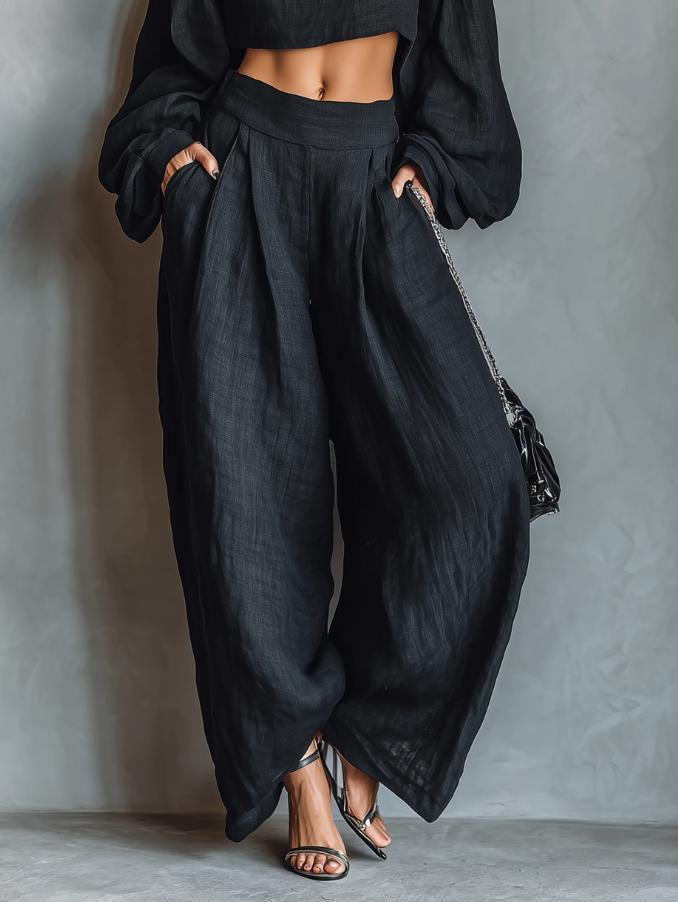 Off-shoulder crop top and balloon-leg pants set, additional product image 8