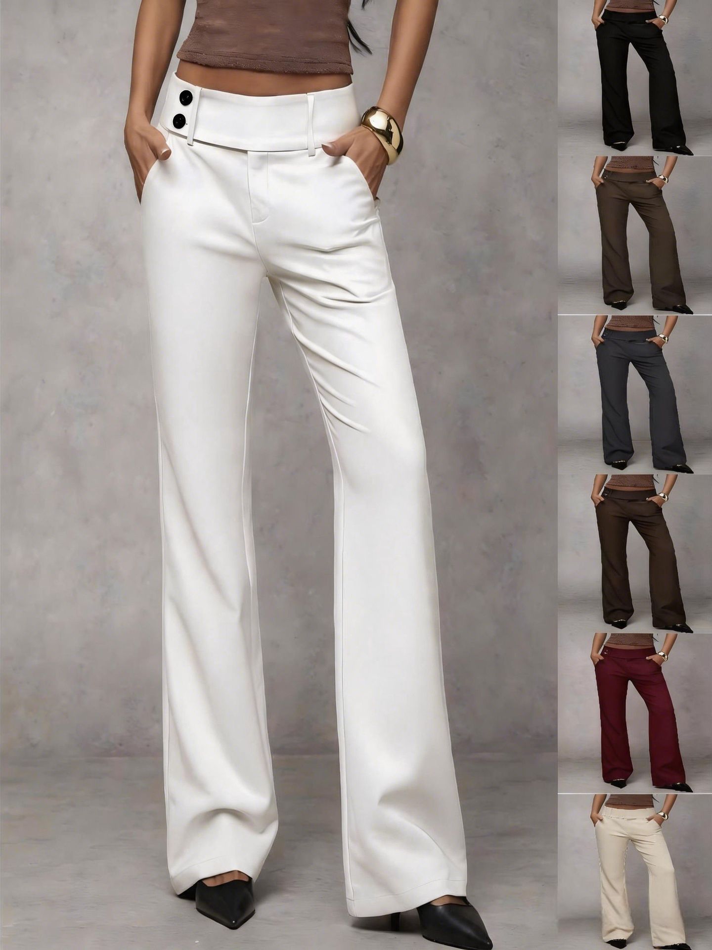 New Solid Color Wide-Leg Pants For Women, Low-Waist, Drapey, Slimming, Height-Enhancing, Versatile, Suitable For Work And Casual Wear, Suit Pants, Long Pants