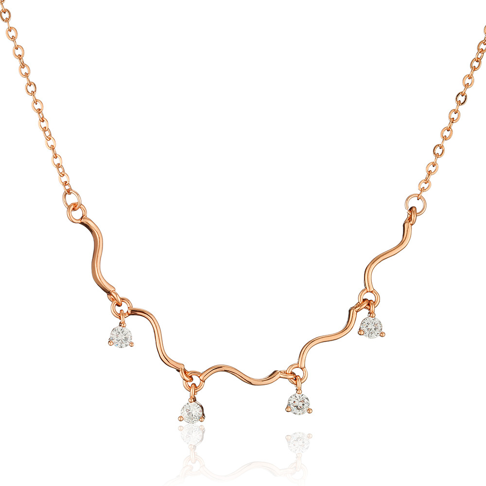 Collier en zircon forme vague – Pendentif scintillant élégant pour femme