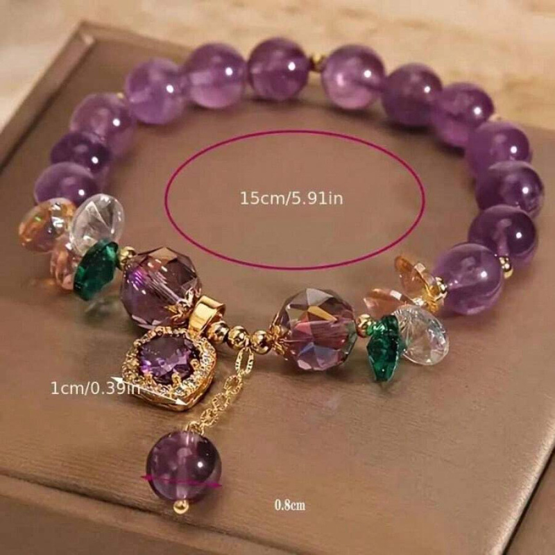 European And American Cross-Border New Style High-End Purple Crystal Bracelet Accessible Luxury Retro Geometric Inlaid Zircon Pendant Bracelet For Women product image