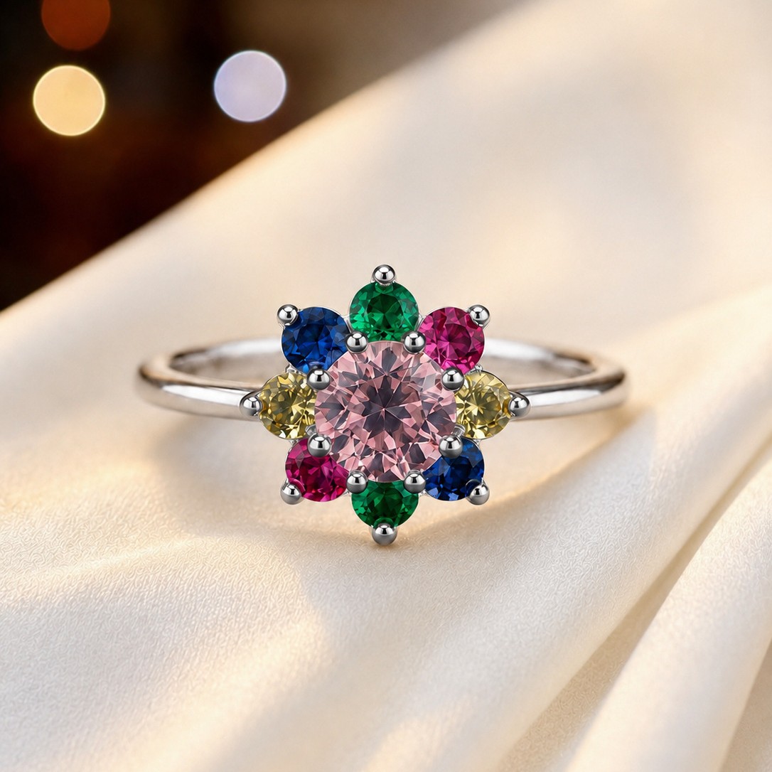Vintage Rainbow Flower Ring