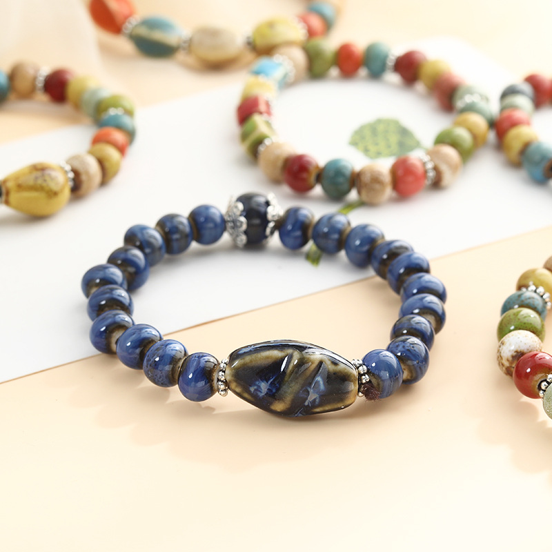 Brățară din ceramică Dezhou – Stil etnic literar studențesc – Tendință națională – Brățară cu mărgele – Stil boem – Lot