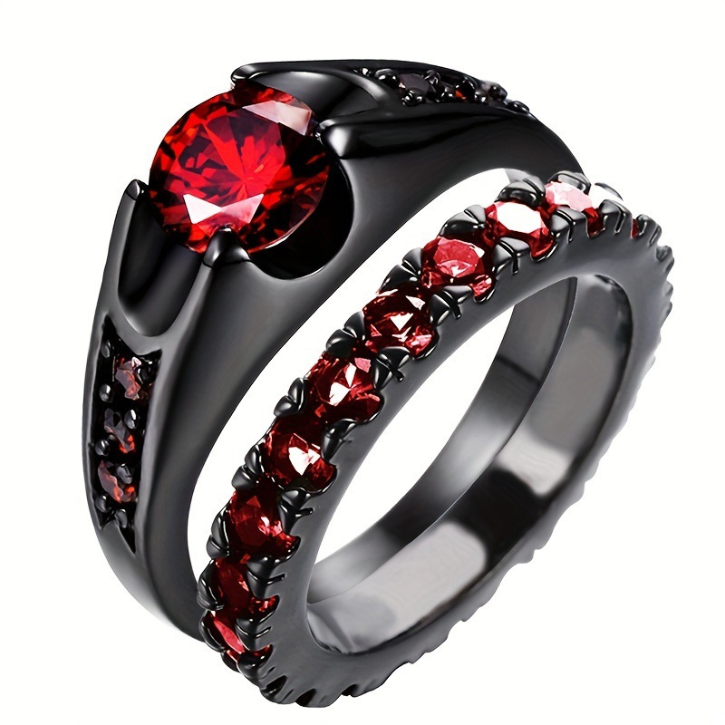 Sanjie Jewelry Cross-Border Temu Accessories Ruby Women's Ring European And American Alloy Casual Ring Couple Ring
