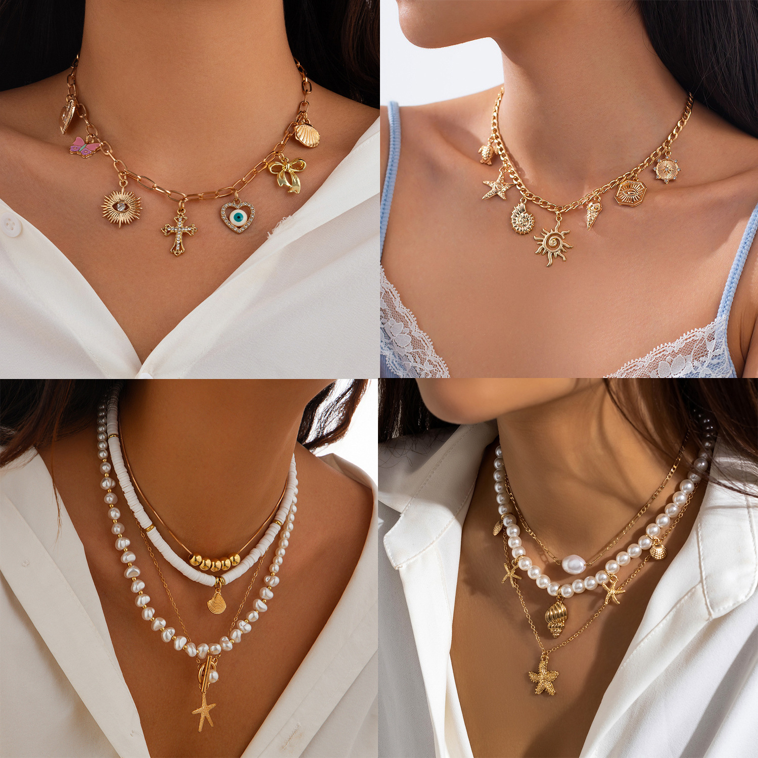 European And American Ocean-Style Multi-Layer Pearl Shell