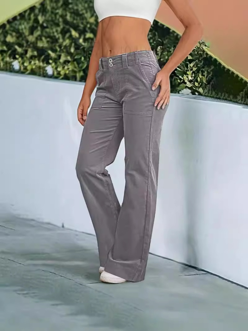 Amazon European And American Women's Loose Straight Jogging Pants Lightweight Sports Pants Zipper Pocket Sports Fitness Pants — image 6 of 15