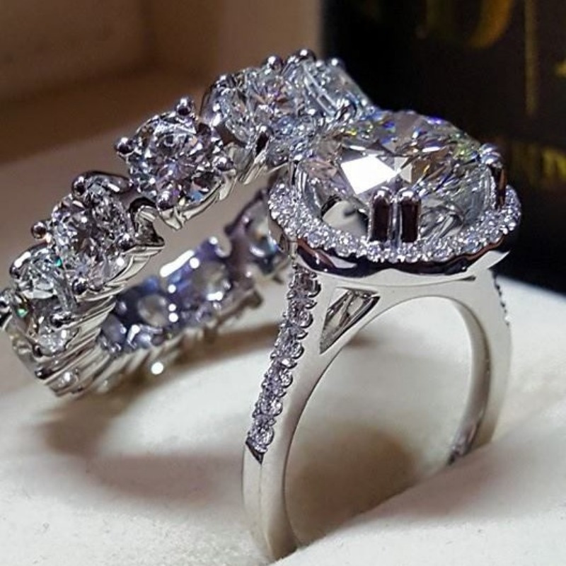 Luxury Pear Halo Wedding Ring Silver Tone Brass Women Sparkling Statement Engagement Anniversary Jewelry Elegant