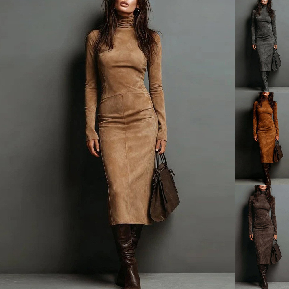2026 New Autumn And Winter Sexy Slim Long-Sleeved Bottoming Dress For Women Slimming Look With Coat And Elegant Hip-Hugging Skirt