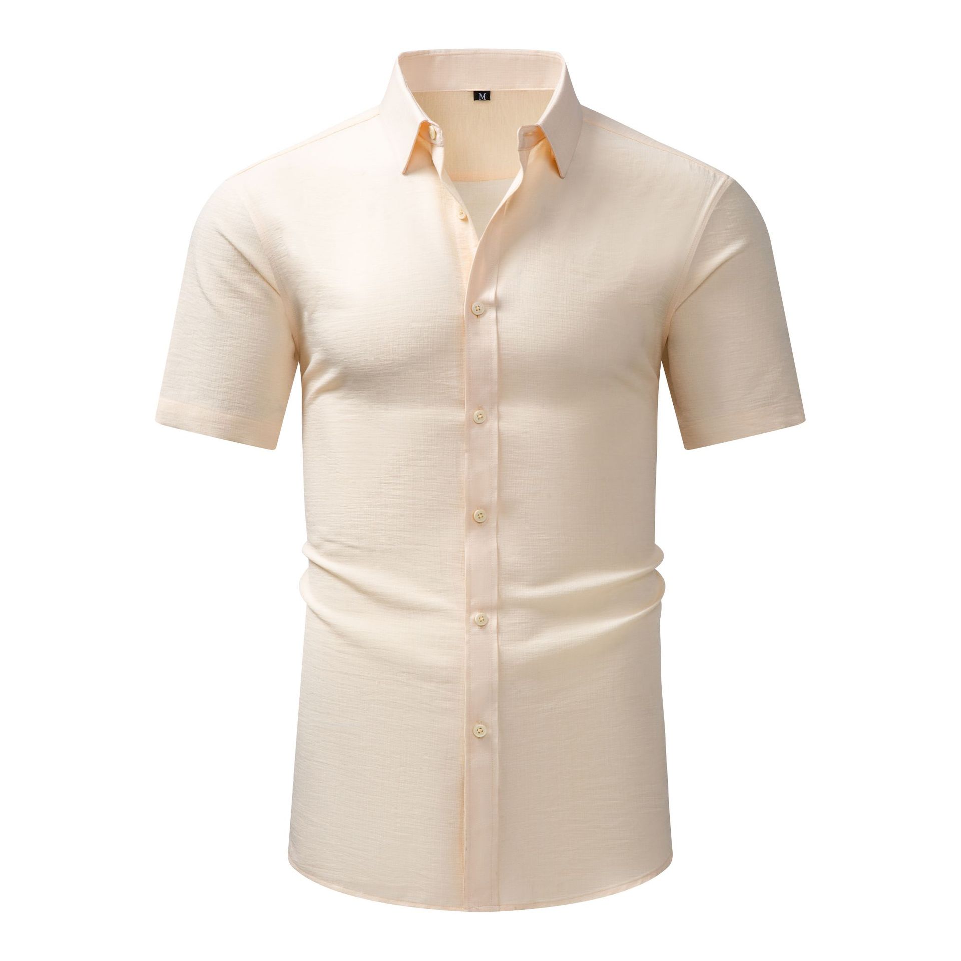 Jiana Cross-Border Specializes In Supplying Imitation Linen Men's Short-Sleeved Shirts With Lapels, Casual Retro Shirts, Fashionable High-End Shirts For Men