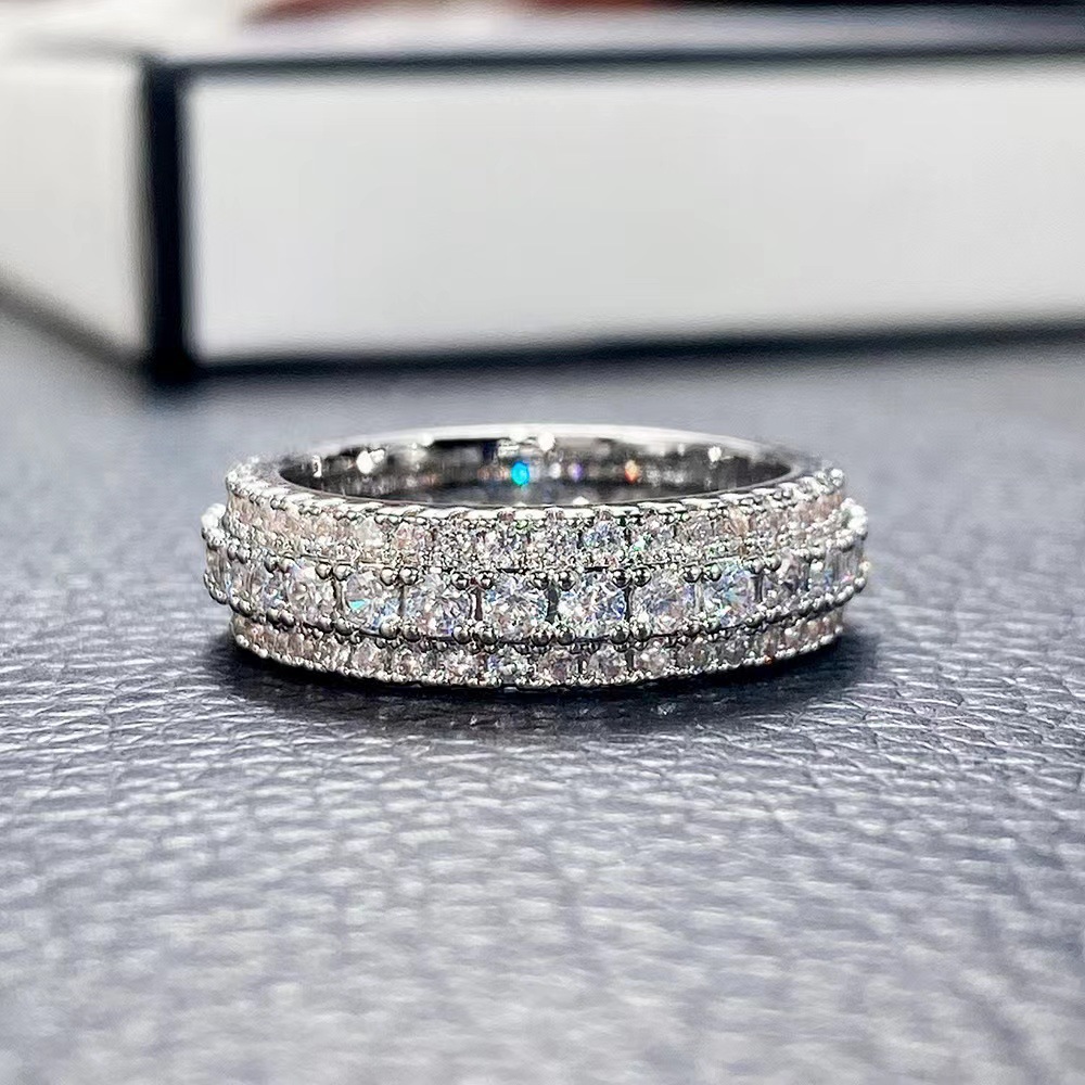 Sanjie Crossorder New Simple Ring Bijuterii cu Diamante Trei Rânduri Bijuterii La Modă Mireasă Inel Prințesă Bijuterii Damă