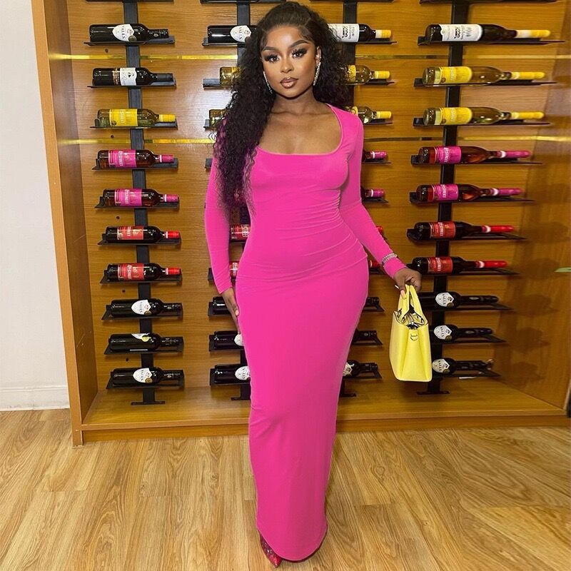 2023 New Style Women's Plus-Size Tight-Fitting Long-Sleeve Dress, Exclusively Available On Amazon For Cross-Border Sales