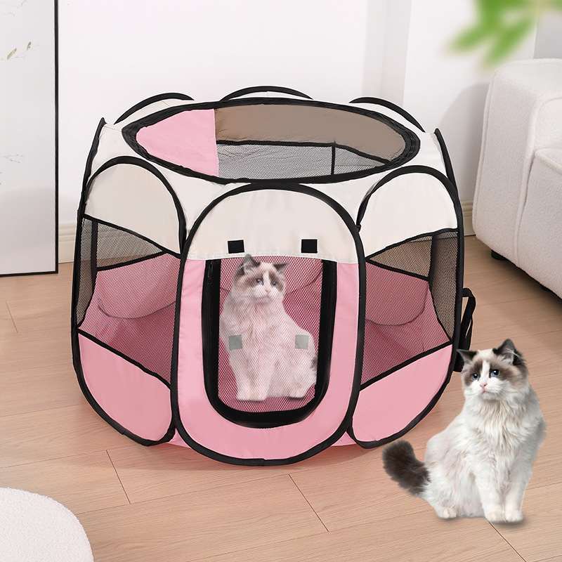 Pet Octagonal Cage Octagonal Enclosure Cat Maternity Room 600D Oxford Cloth Washable Scratch-Resistant Dog Maternity Room Pet Supplies