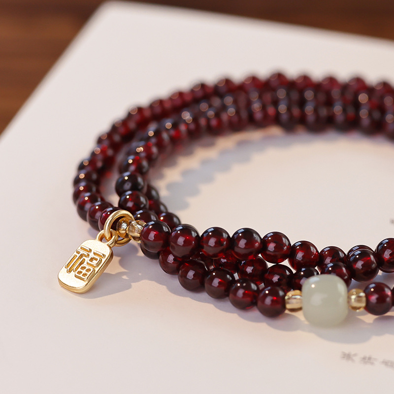 Faux Garnet Beaded Wrap Bracelet, picture 3 of 8