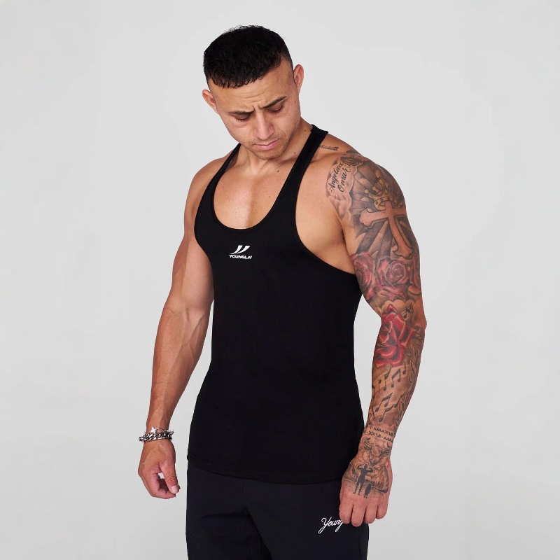 European And American Trendy Brand Youngla Men's Sleeveless Vest Fitness Clothing Quick-Drying Elastic Sports Training Running Fitness Top