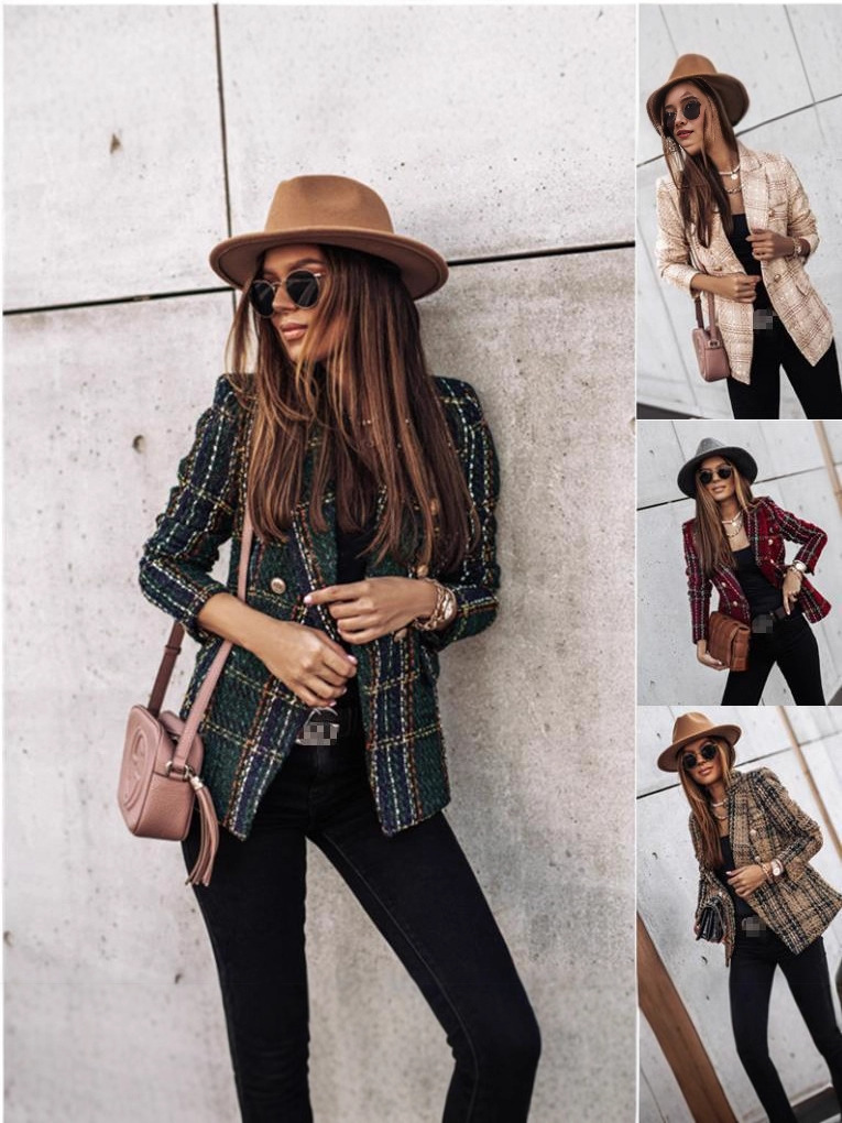 2025 Cross-Border Foreign Trade Aliexpress Wish Hot-Selling Autumn And Winter Long-Sleeved Buttoned Printed Fashion Jacket For Women