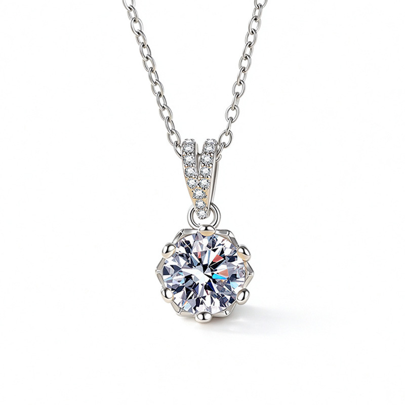 Stainless Steel Snowflake Necklace For Women, Luxury Cubic Zirconia Inlaid Clavicle Chain, High Sense Fashion Pendant 5