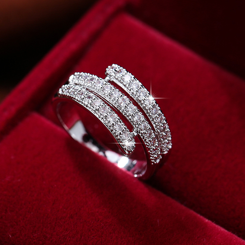 Fashion Simple Atmosphere Micro Inlaid Zircon Ring Female Nail Ring Ring Ring Factory Direct Sales