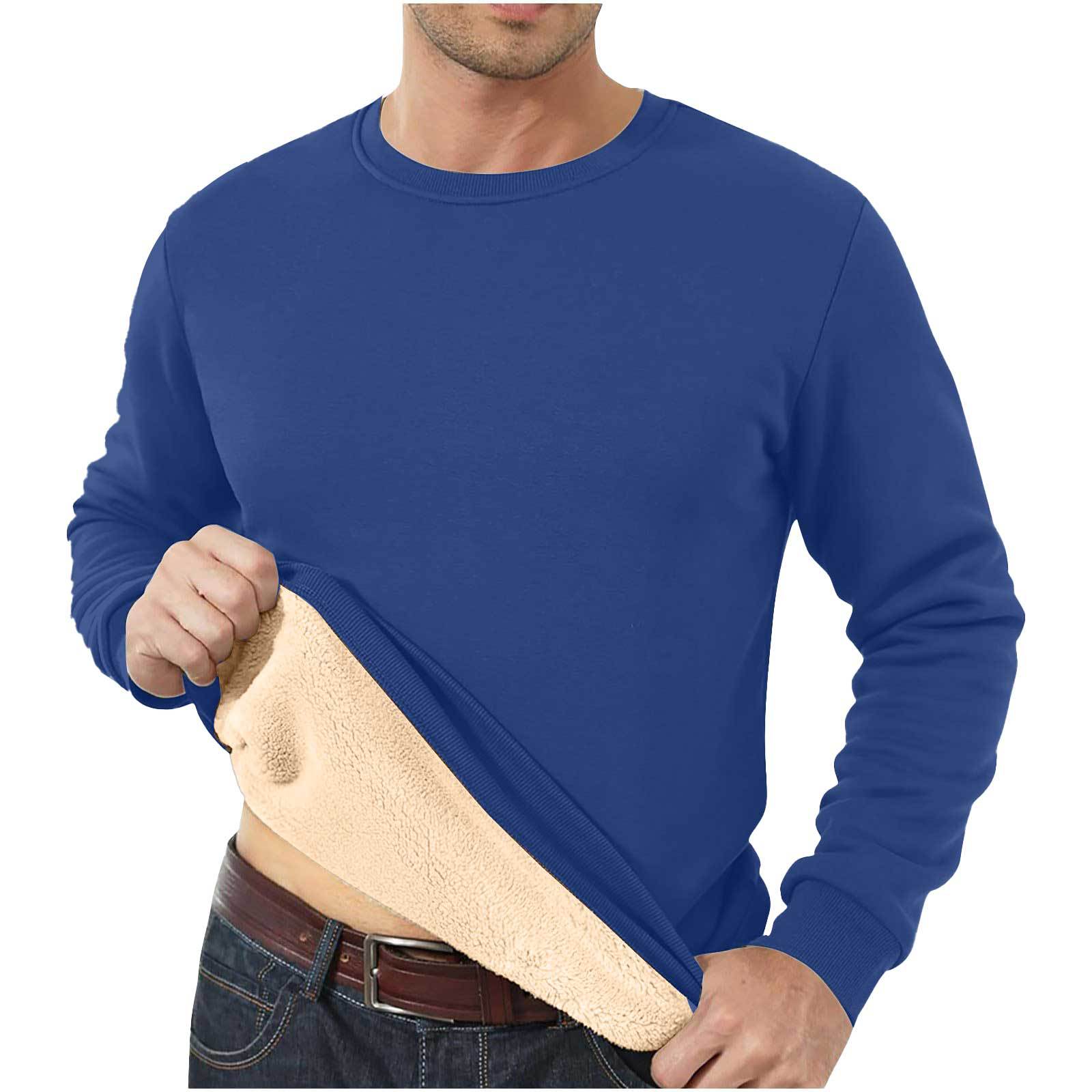 Amazon Cross-Border Dropshipping Autumn And Winter Sweatshirt Men's Velvet Round Neck Solid Color Loose Thermal Underwear Thick Foreign Trade Men's Clothing — image 9 of 15