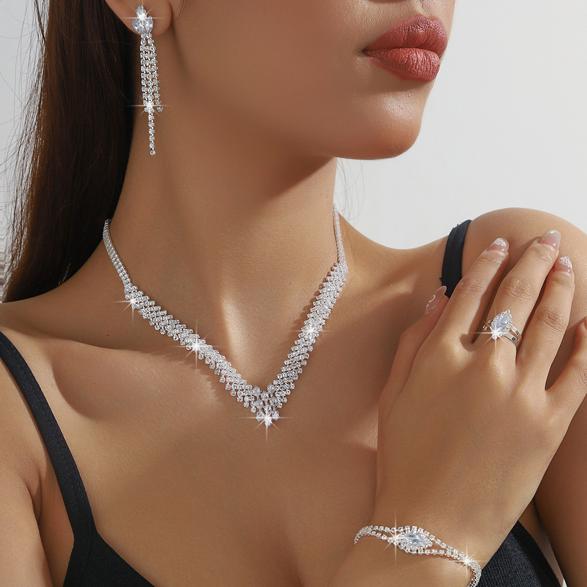 2026 Fashion Classic Bridal Necklace Earrings Ring