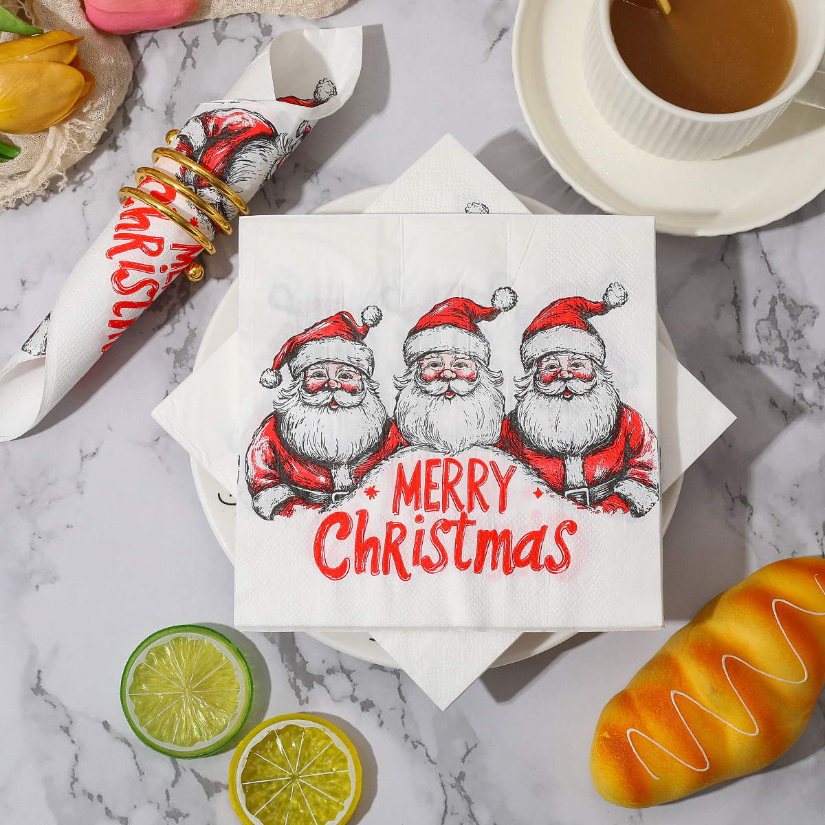 Christmas Party Square Napkins Hotel Holiday Thickeneded Food Grade Paper Towels Household Disposable Napkins product image