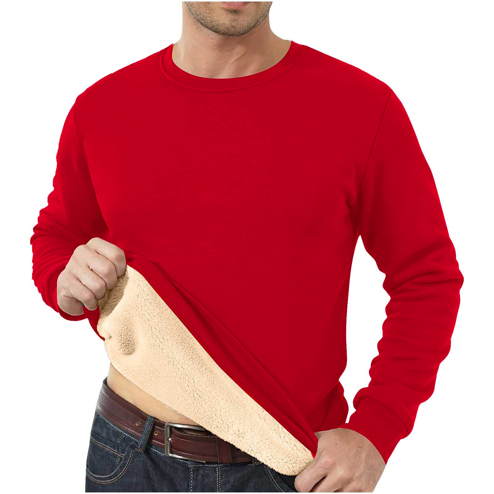 Amazon Cross-Border Dropshipping Autumn And Winter Sweatshirt Men's Velvet Round Neck Solid Color Loose Thermal Underwear Thick Foreign Trade Men's Clothing — image 10 of 15