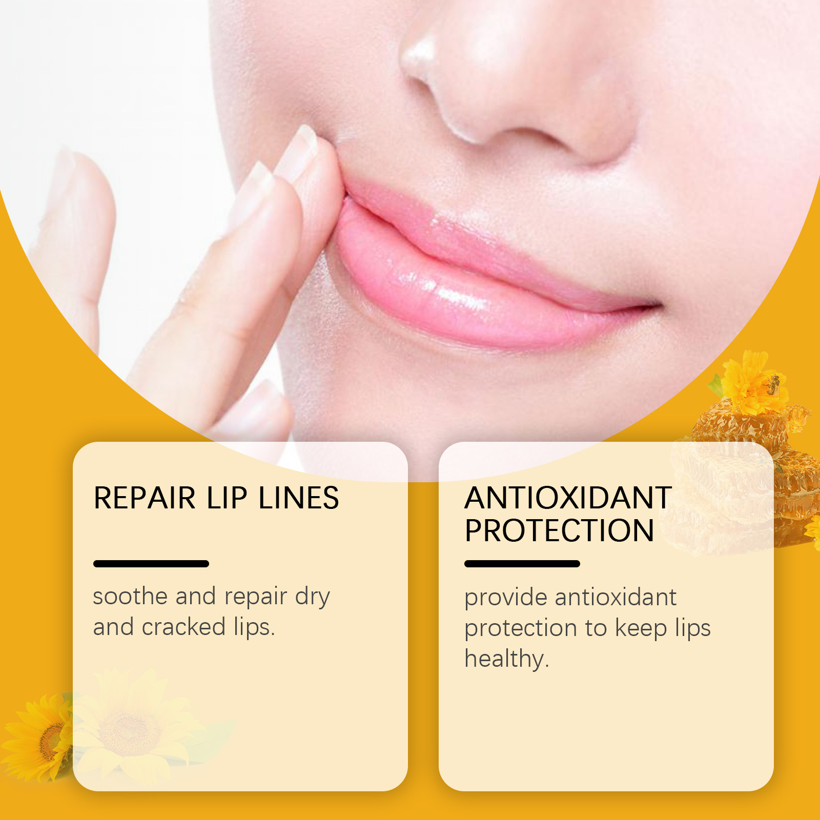 OUHOE Honey Moisturizing Lip Balm, Long Lasting Hydrating Lip Treatment For Dry Cracked Lips, Repair Lip Lines Shiny Lip Primer Care Stick 5g 4