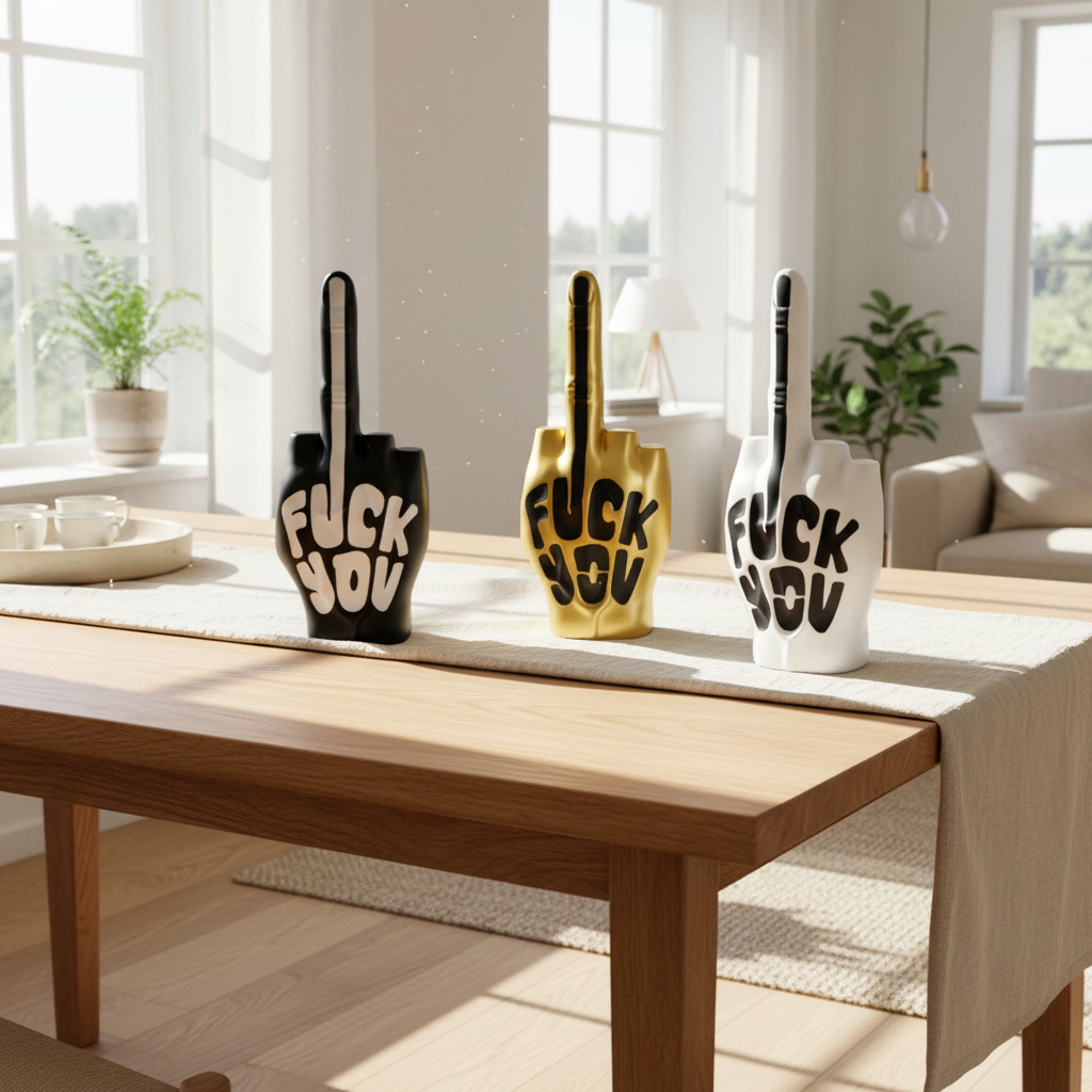 Resin Middle Finger Gesture Ornament, Creative Home