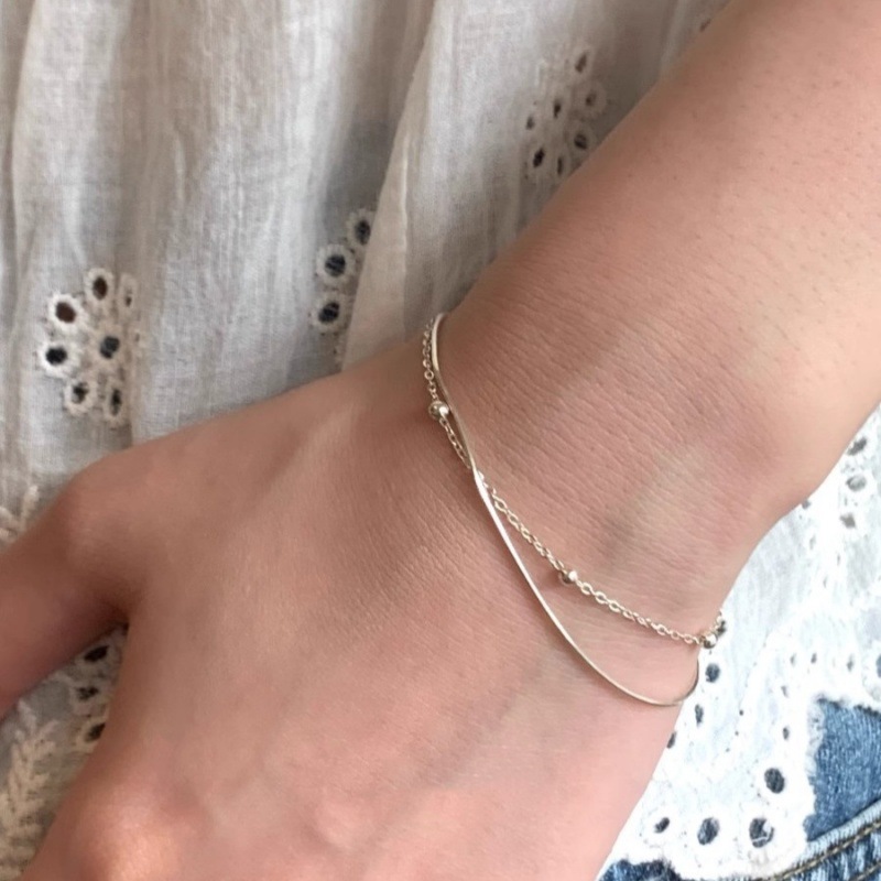 Genuine Goods Small Round Bead Extremely Fine Double-Layer Bracelet Women's Light Luxury Niche Design Sense Gi