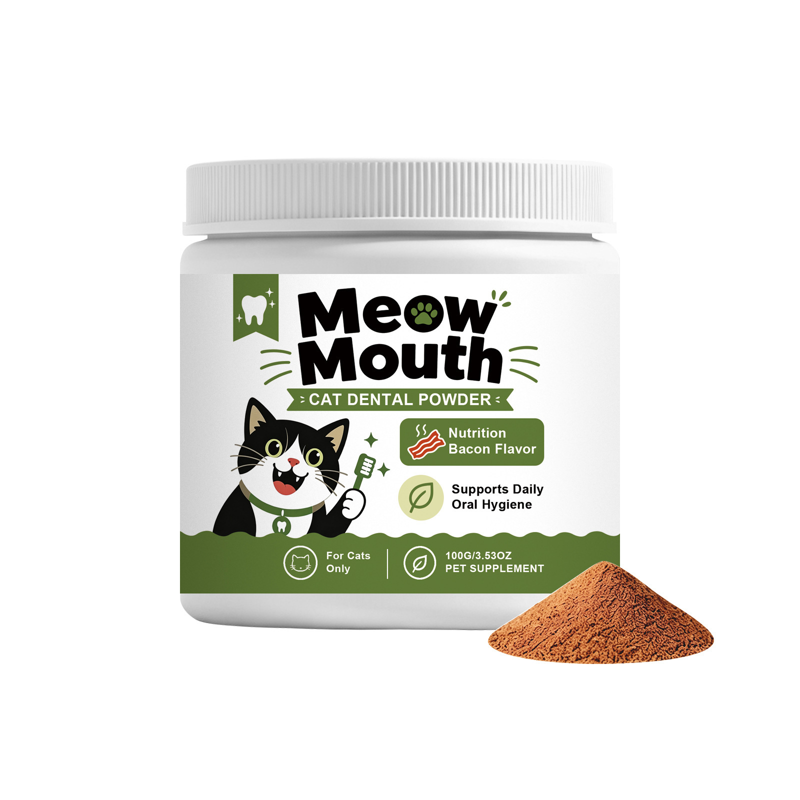 Cat Dental Care Support Powder Mix With Food To Help Clean Your Cats Teeth, Remove Tartar, Freshen Breath, And Promote Periodontal Health. - Default