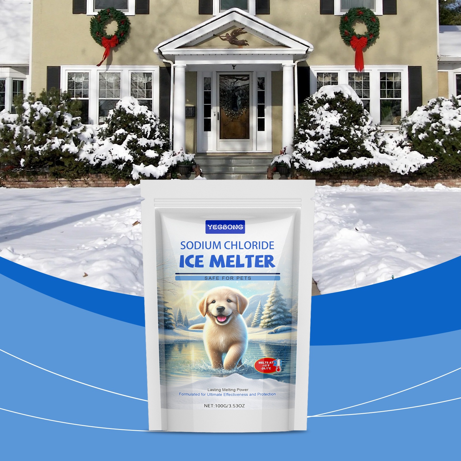 Yegbong Ice Melting Agent Suitable For Pets, Pet-Friendly Ice And Snow Melting Agent For Winter Floors And Streets