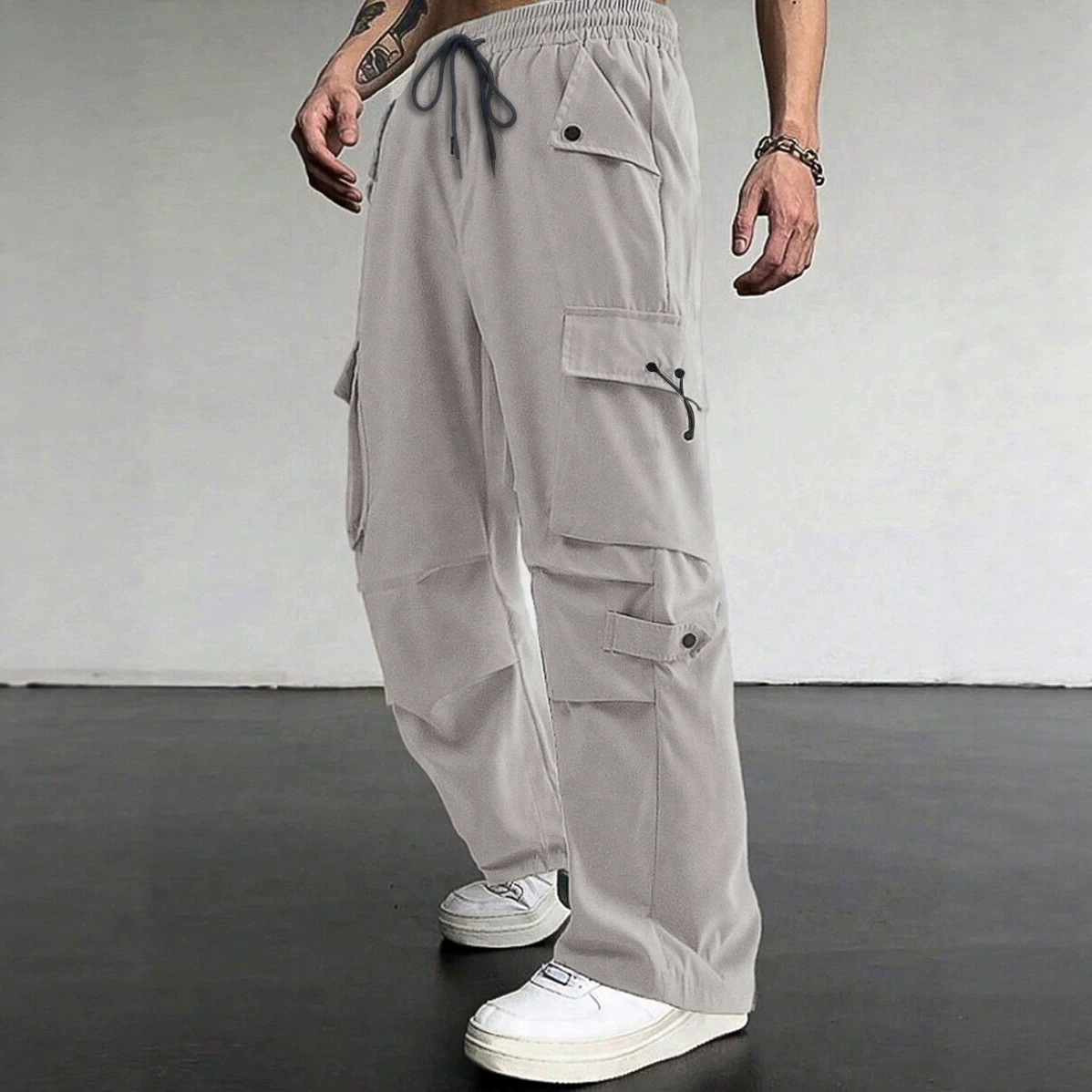 Men's American Functional Paratrooper Cargo Pants, Loose Wide Straight-Leg Quick-Dry Breathable Trendy Casual Trousers For Autumn