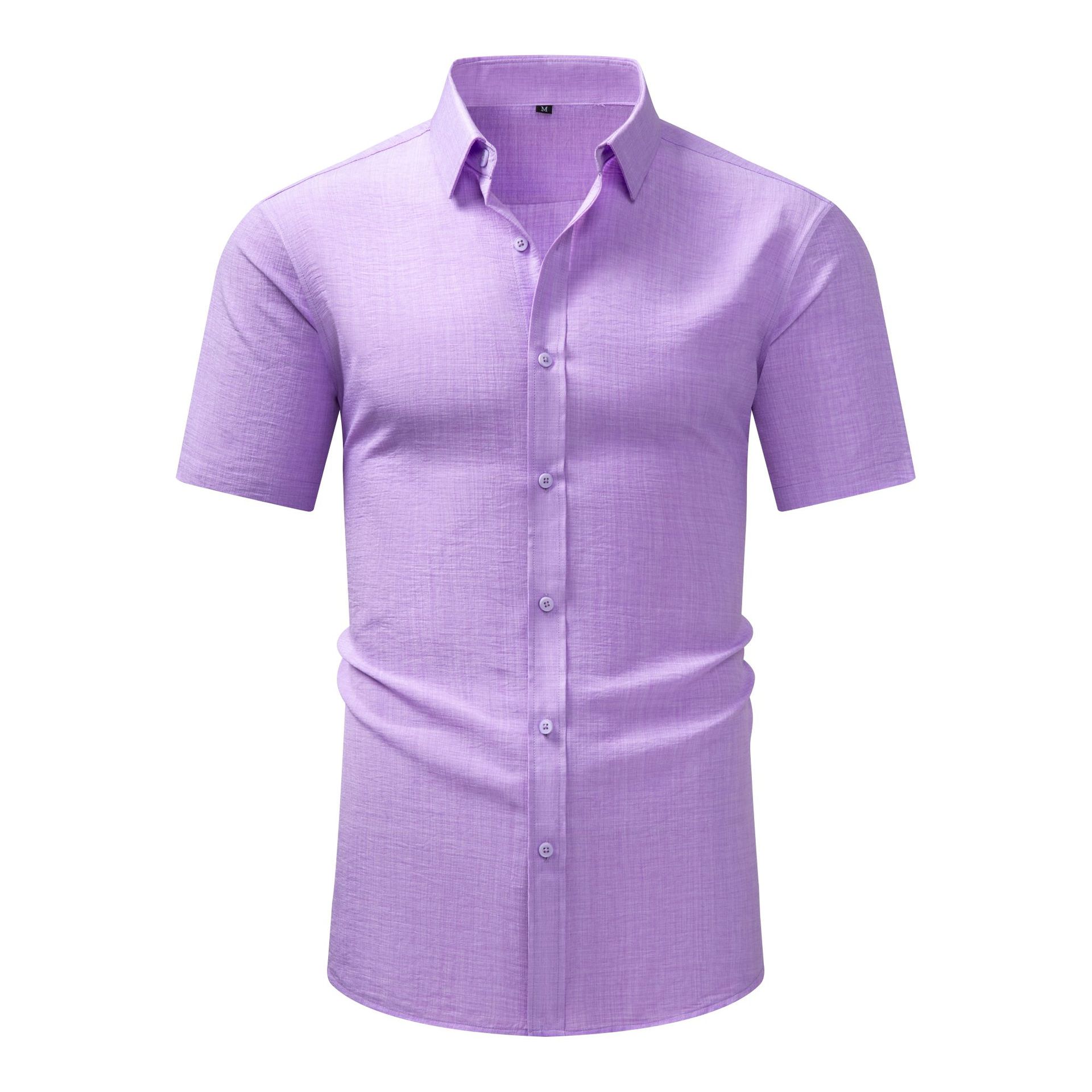 Jiana Cross-Border Specializes In Supplying Imitation Linen Men's Short-Sleeved Shirts With Lapels, Casual Retro Shirts, Fashionable High-End Shirts For Men