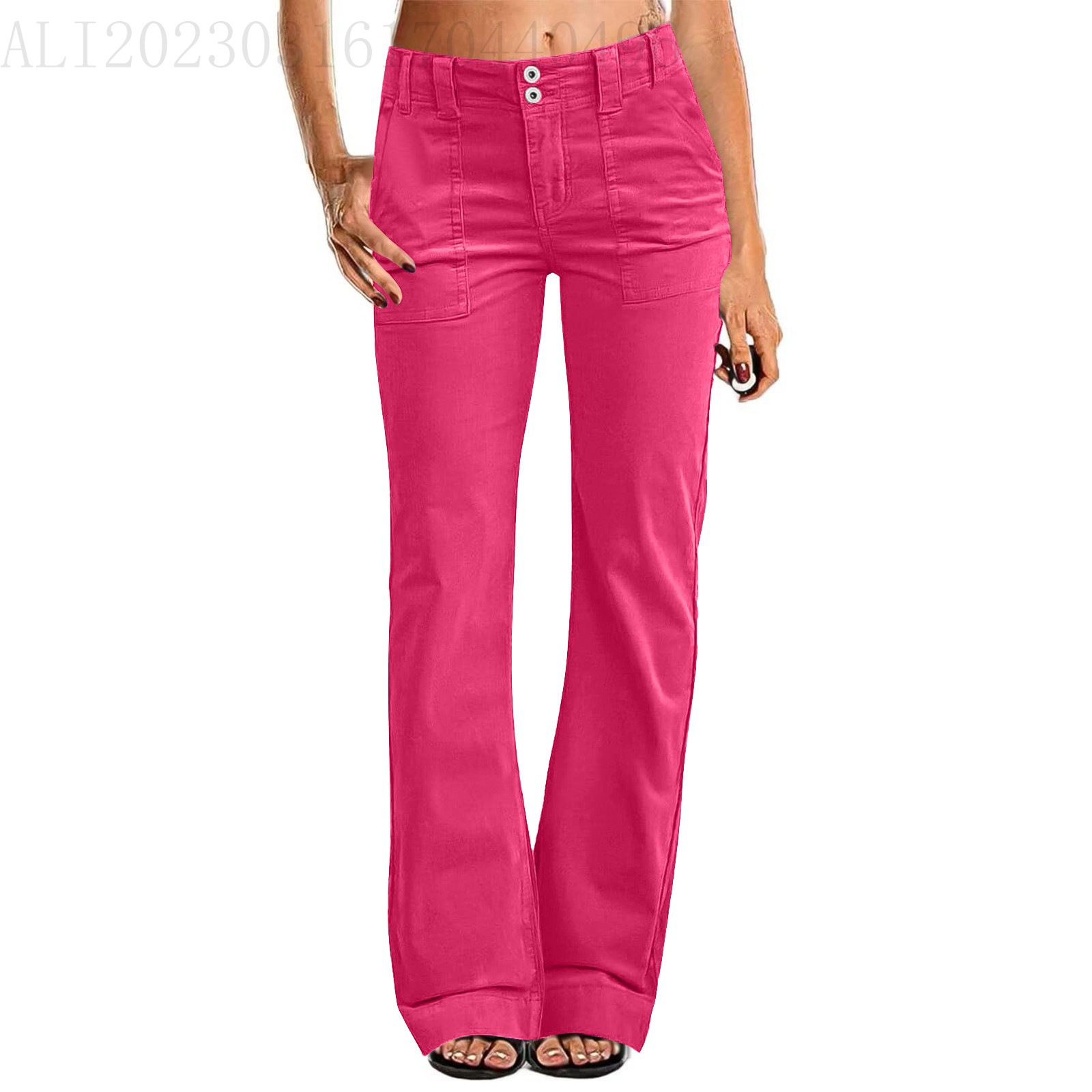 Amazon European And American Women's Loose Straight Jogging Pants Lightweight Sports Pants Zipper Pocket Sports Fitness Pants — image 3 of 15