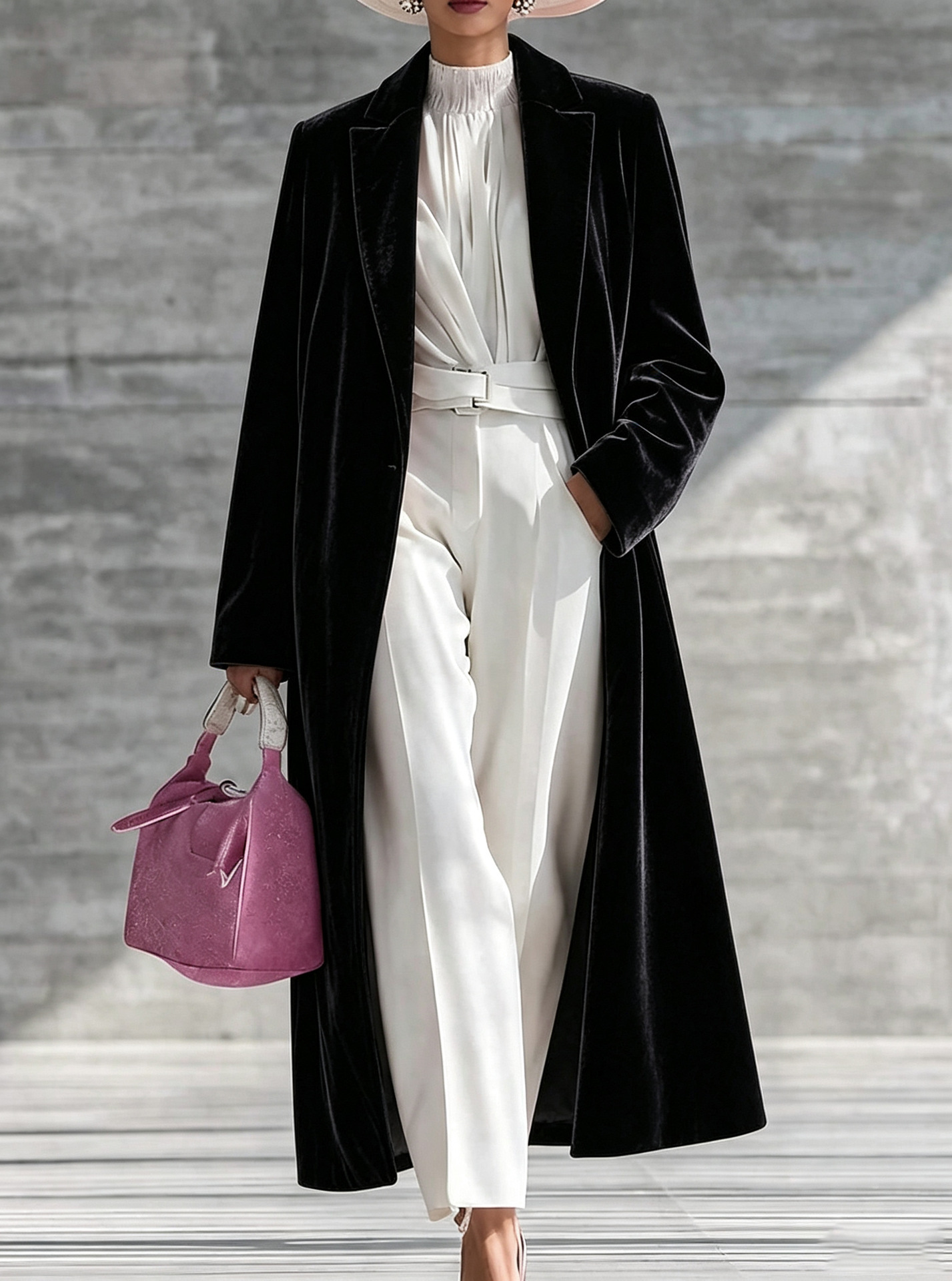 2026 Cross-Border Europe And America Fall Winter Hot-Selling Women's Long Velvet Coat, High-End Feel, Notched Collar, Knee-Length Velvet Jacket