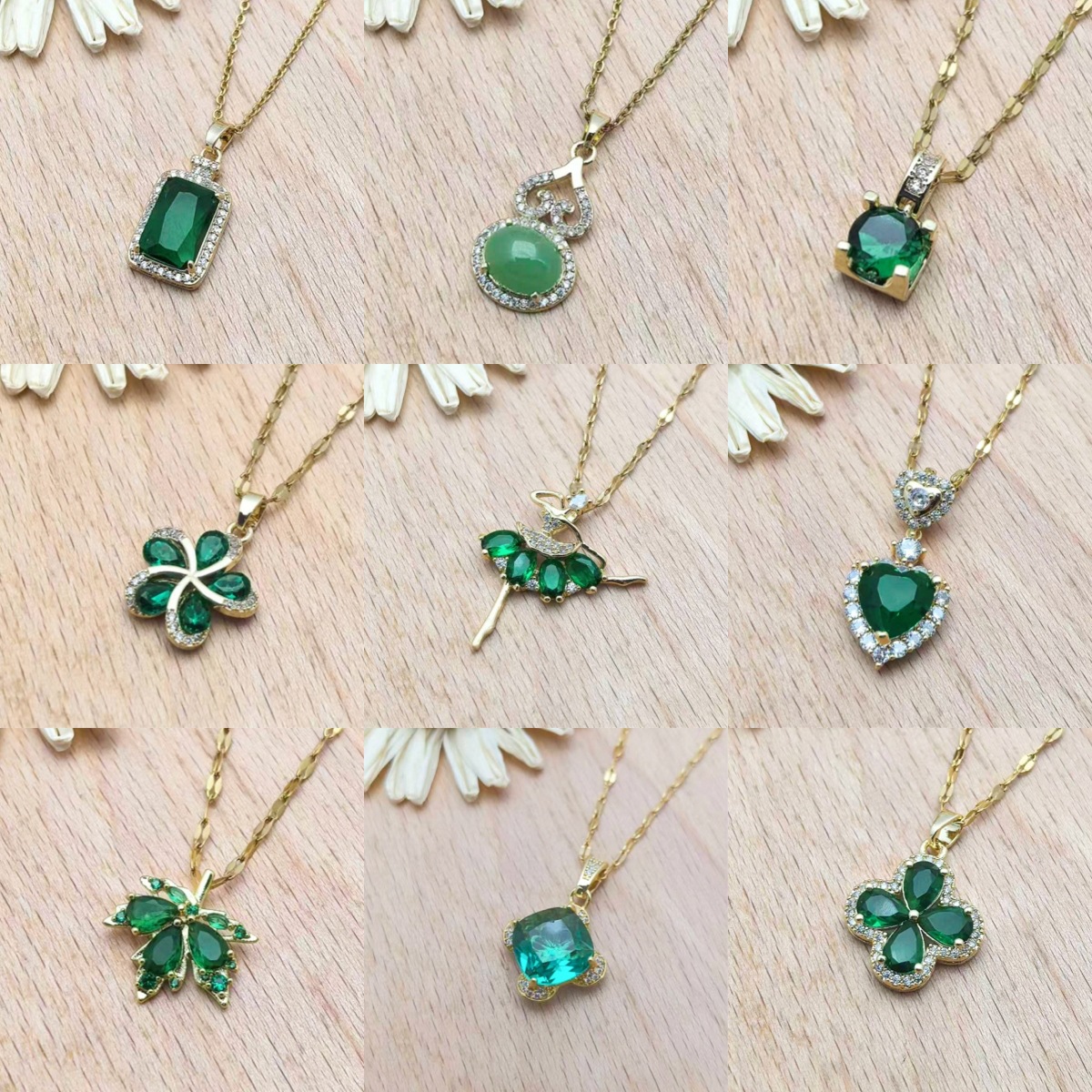 Colier de lux pentru femei – Accesorii cu pandantiv din cupru încrustat cu sticlă colorată, cu lanț din oțel inoxidabil care se prinde la claviculă