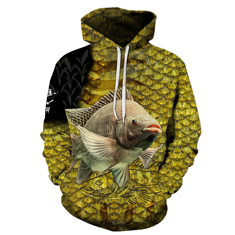 Casual Men's 3d Printing Hoodie Sweater Digital Fish