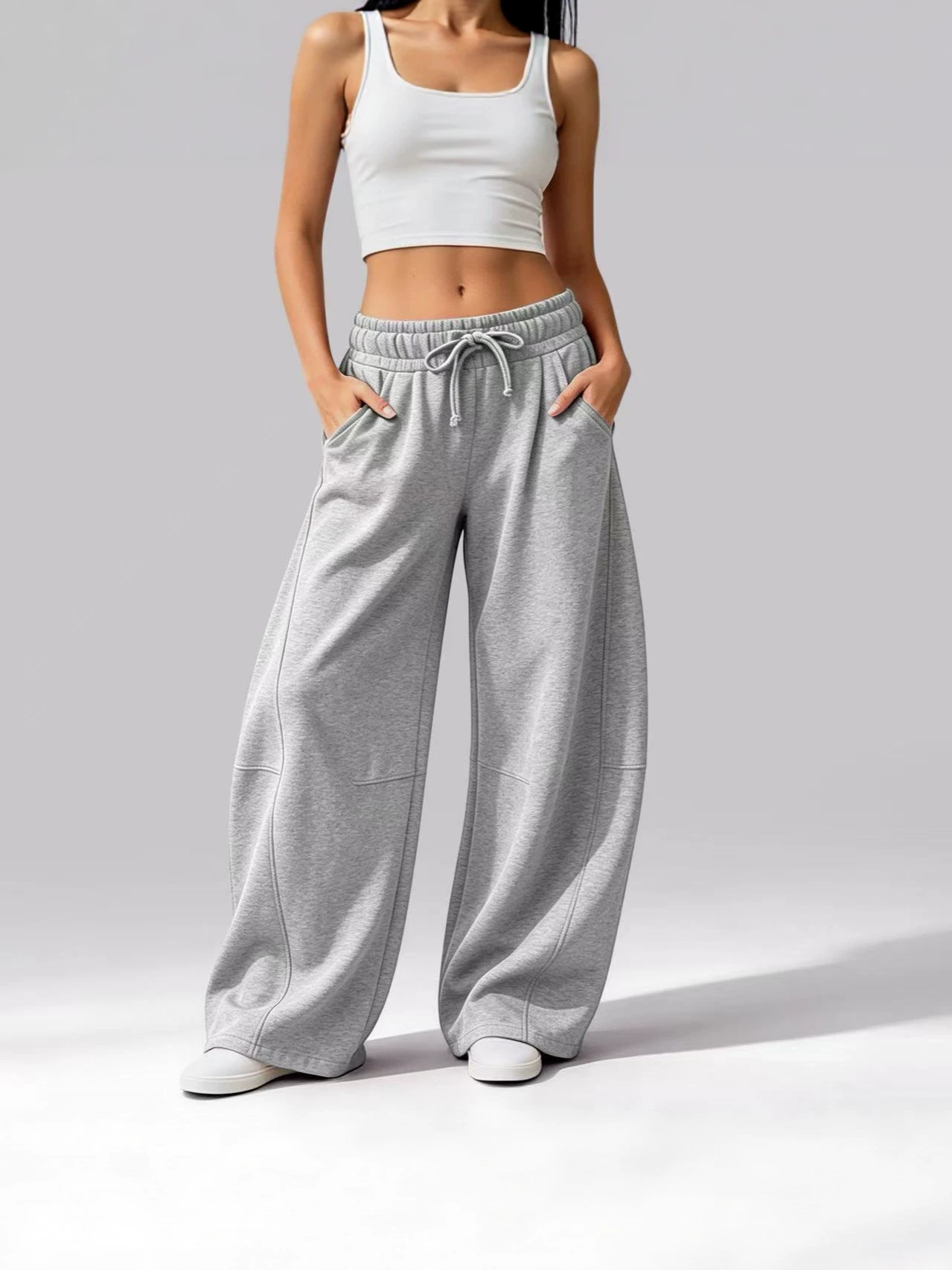 Fleece-Lined Wide-Leg Sweatpants