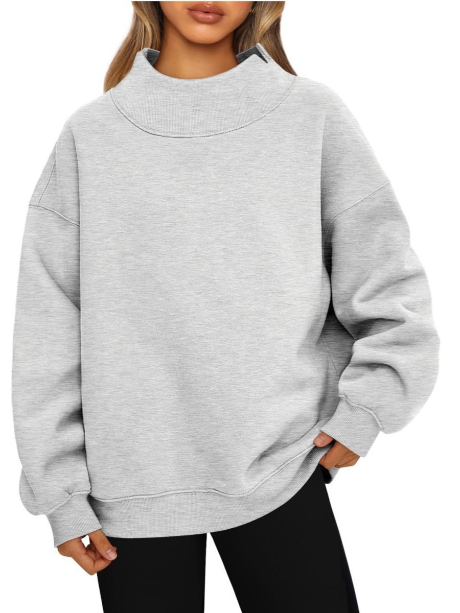 Amazon 2026 European And American Style Sweatshirt Long-Sleeved High-Neck Pullover Sweatshirt Casual Sweatshirt Fleece-Lined Top For Women