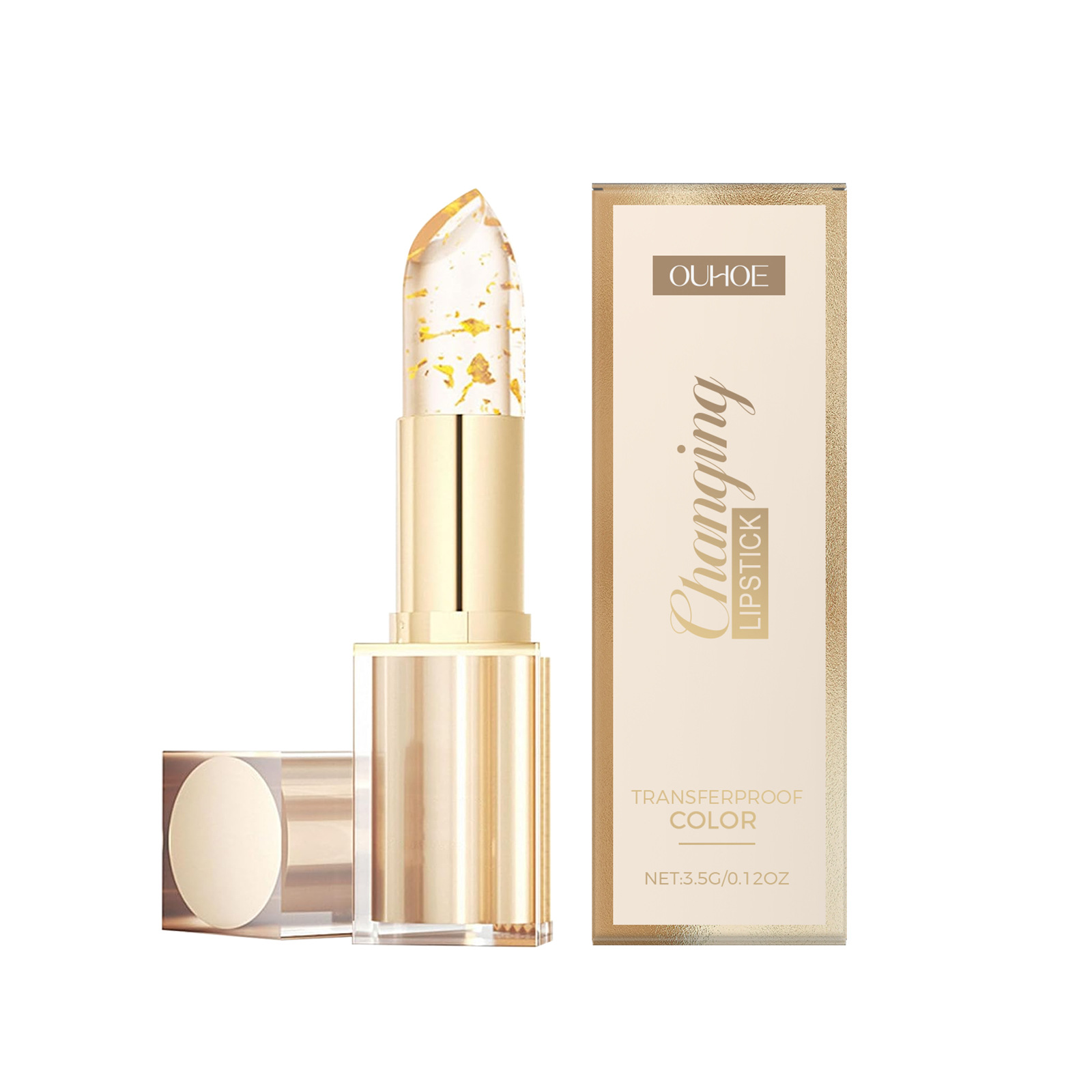 Ouhoe Gold Foil Color-Changing Nourishing Lip Balm, Nourishing And Moisturizing, Glass-Like Softness For Lip Skin, Non-Greasy Lip Balm