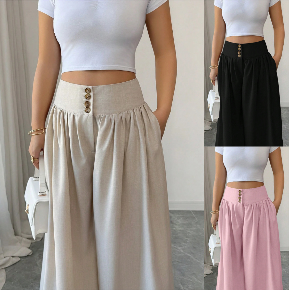 High-Waisted Wide-Leg Pants