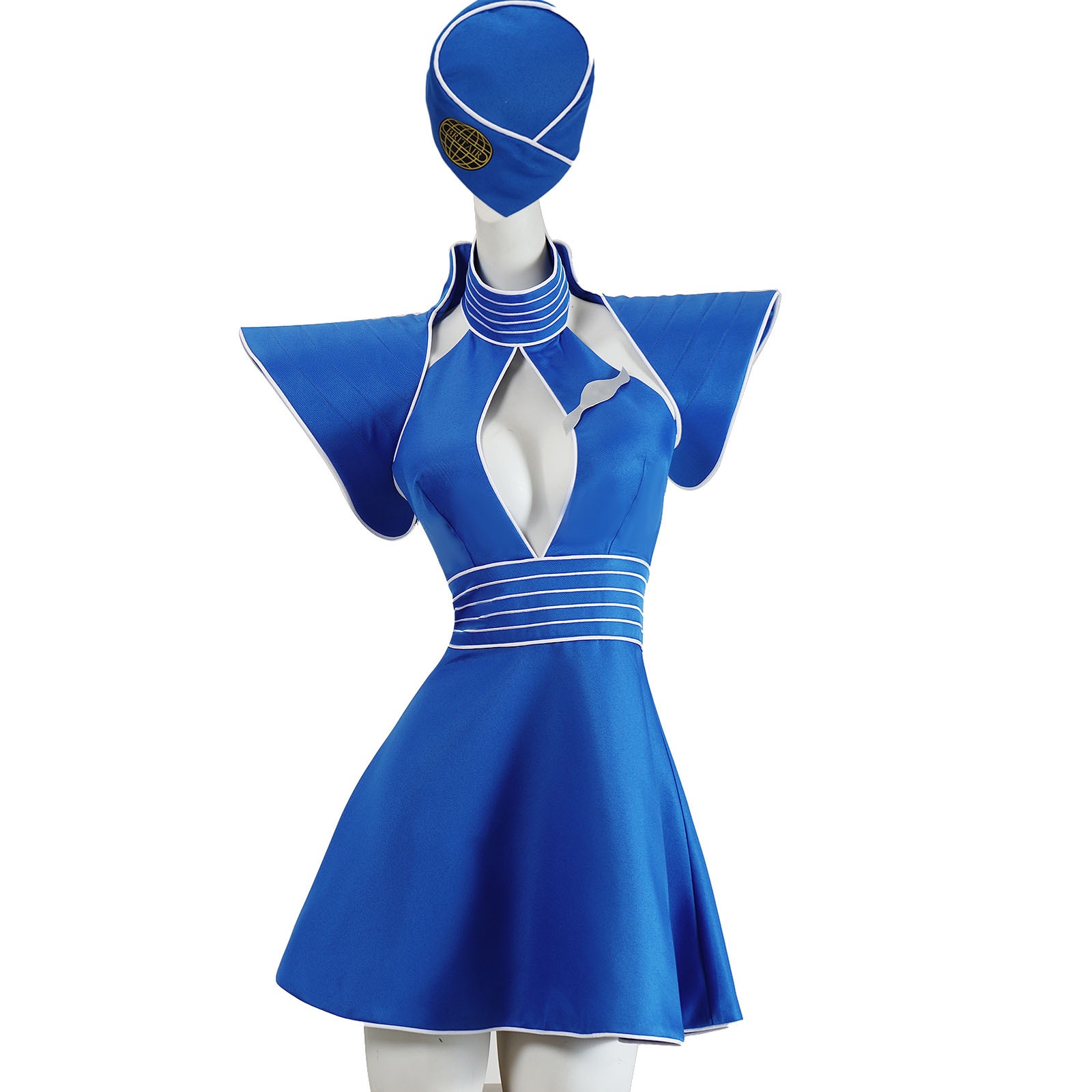 Flight Attendant Uniform Dress Set, Retro Flutter-Sleeve Slim-Fit High-End Performance Attire, Direct From The Manufacturer