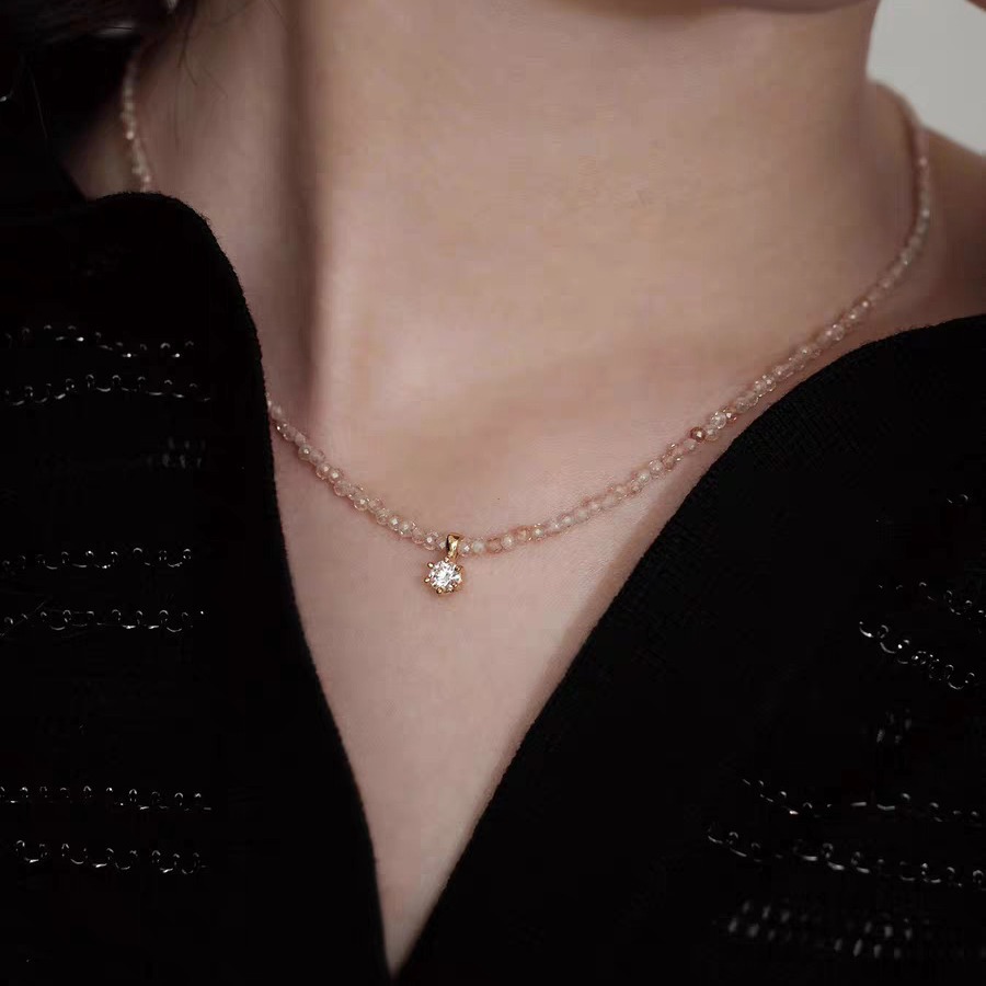 Great-looking 2mm Spinel Necklace Light Luxury Niche Fashion Clavicle Chain 2024 Internet Popular Tide For Girlfriends