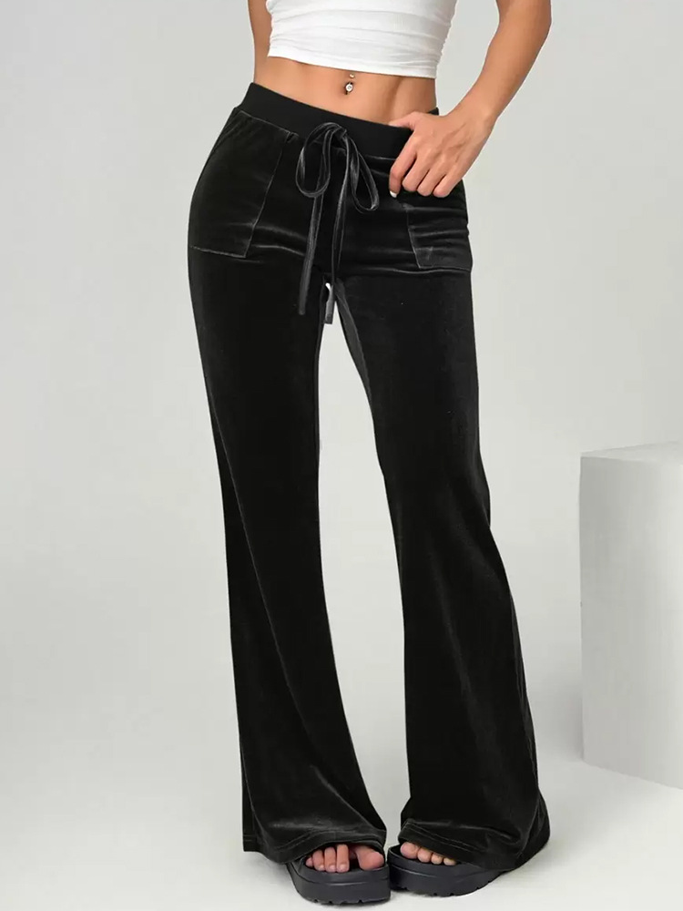 2026 Autumn And Winter European And American Women's Micro Flared Pants For Commuting, Slimming And Casual Flared Pants, Velvet Hanging Pants