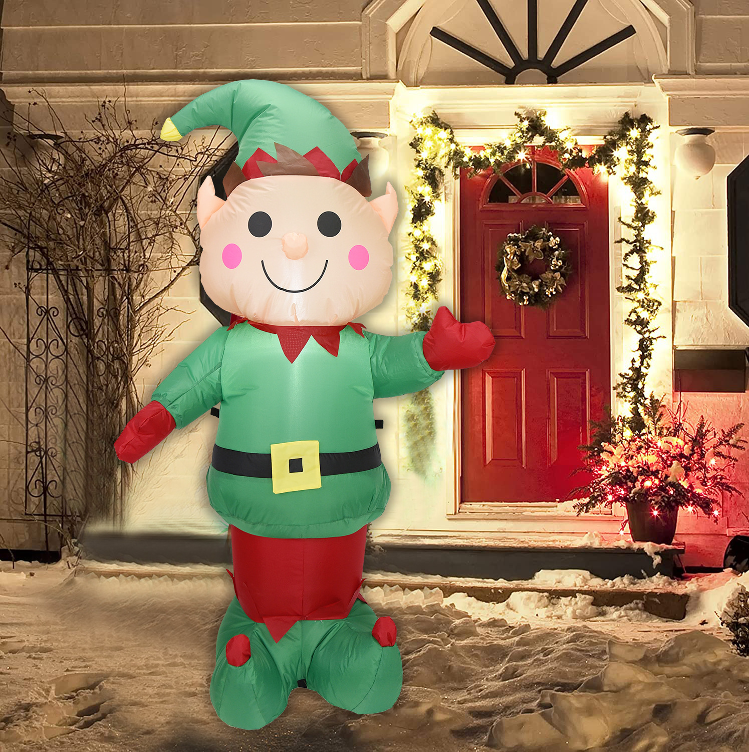 Cross-border Christmas Inflatable Air Model 1.5 Meters Luminous LED Inflatable Elf Holiday Courtyard Decoration Props