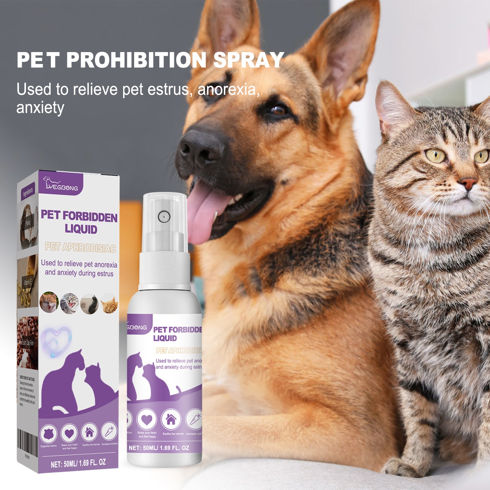 Yegbong Pet Care Solution Improves Pet Mood Conditioning Spray For Cats And Dogs